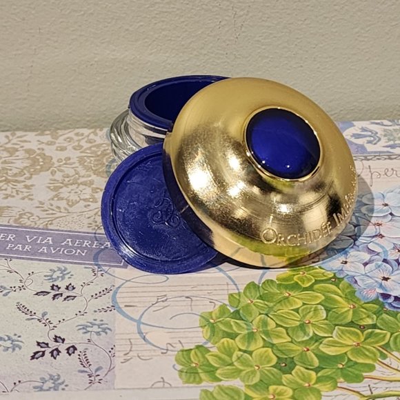 Vintage Guerlain Orchidee Imperiale Cream Container with gold Tone Metal Lid #2 - Picture 7 of 10